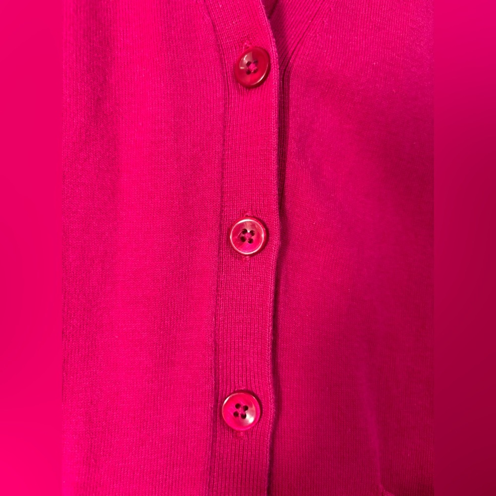 Talbots size SP raspberry color long sleeve v-neck cardigan - Picture 4 of 7